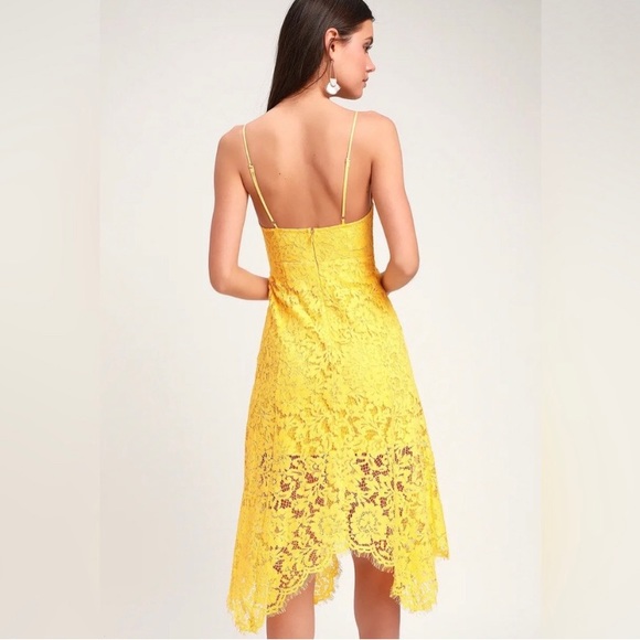 NWT- LULUS ONE WISH YELLOW LACE MIDI DRESS SMALL NWT- HARD TO FIND! - Picture 2 of 5